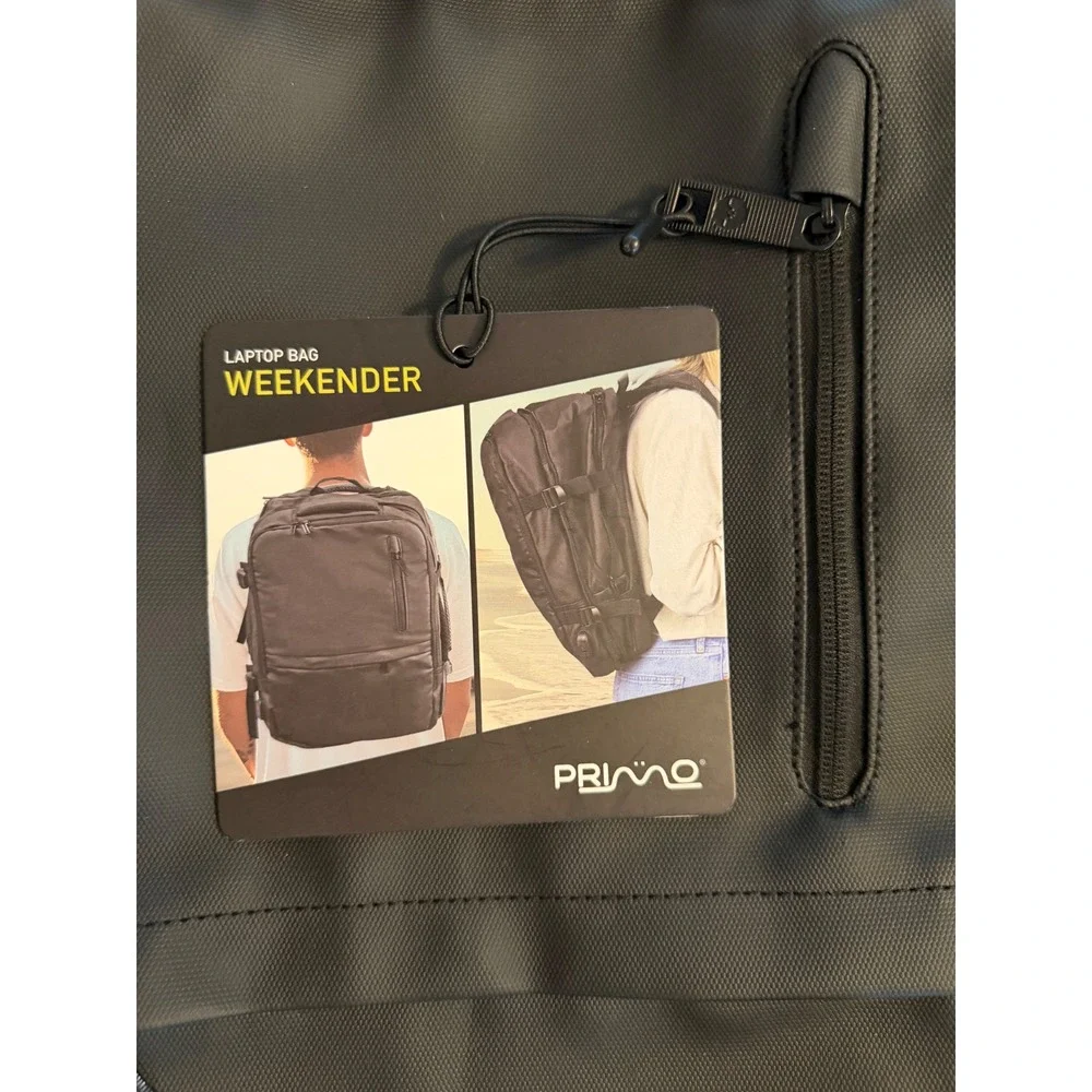Primo Weekender Laptop Bag Black Travel Backpack USB Port Water Resistant NEW